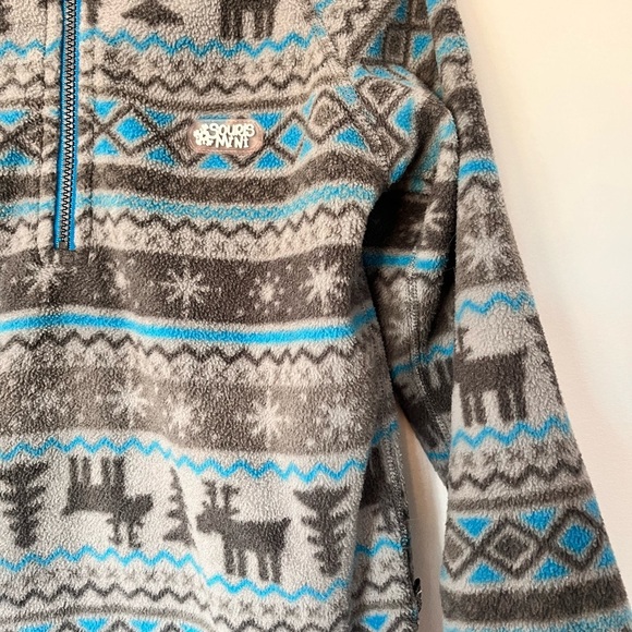 Souris Mini Gray and Blue Reindeer Fleece Pullover - Picture 3 of 4